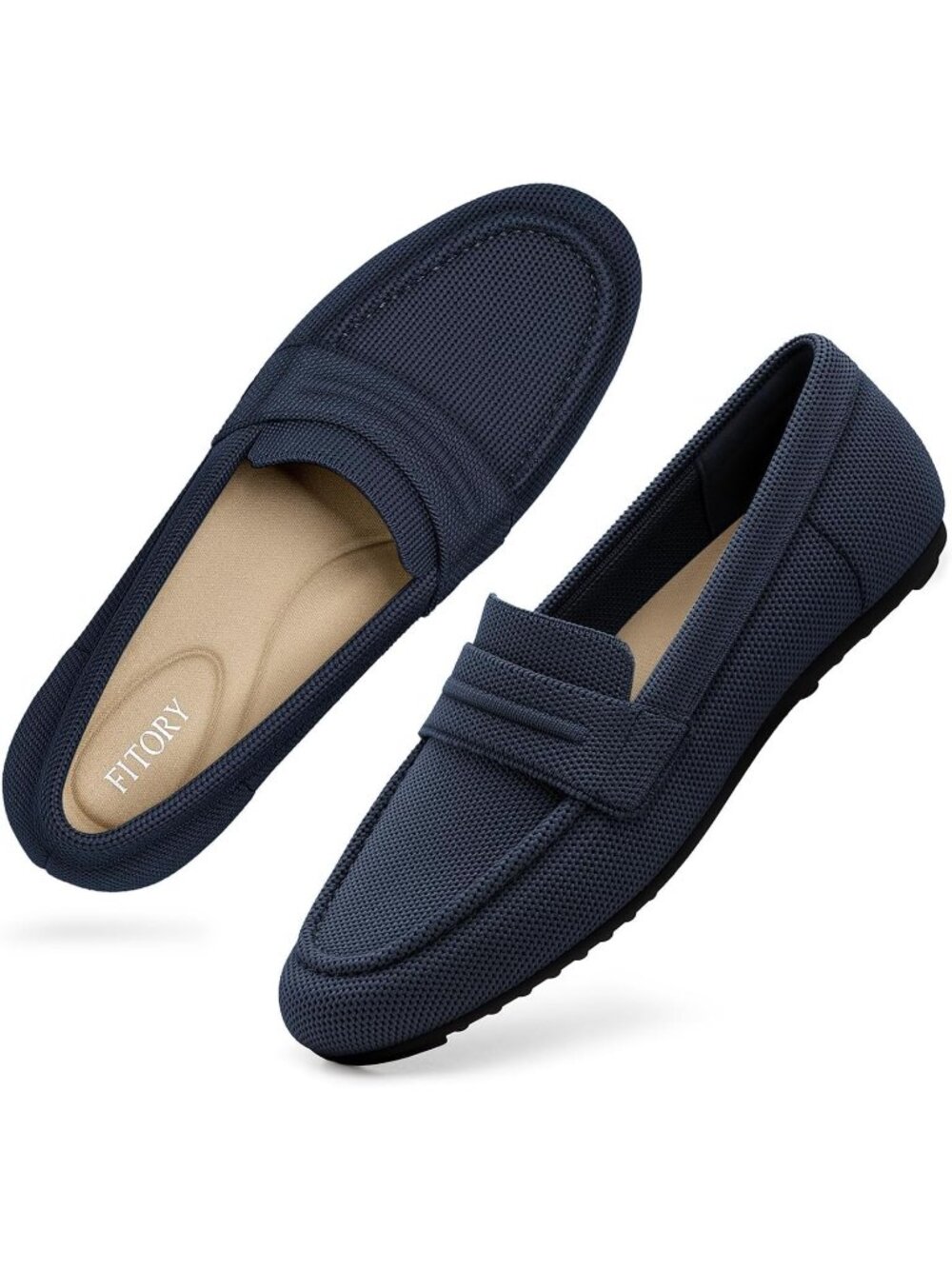 🆕Women's Navy Blue Business Casual Loafers Slip On Dressy Work Driving Flats